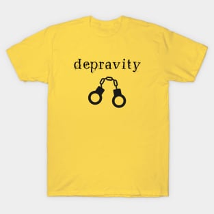 Depravity Handcuffs Large Light-Monotone T-Shirt